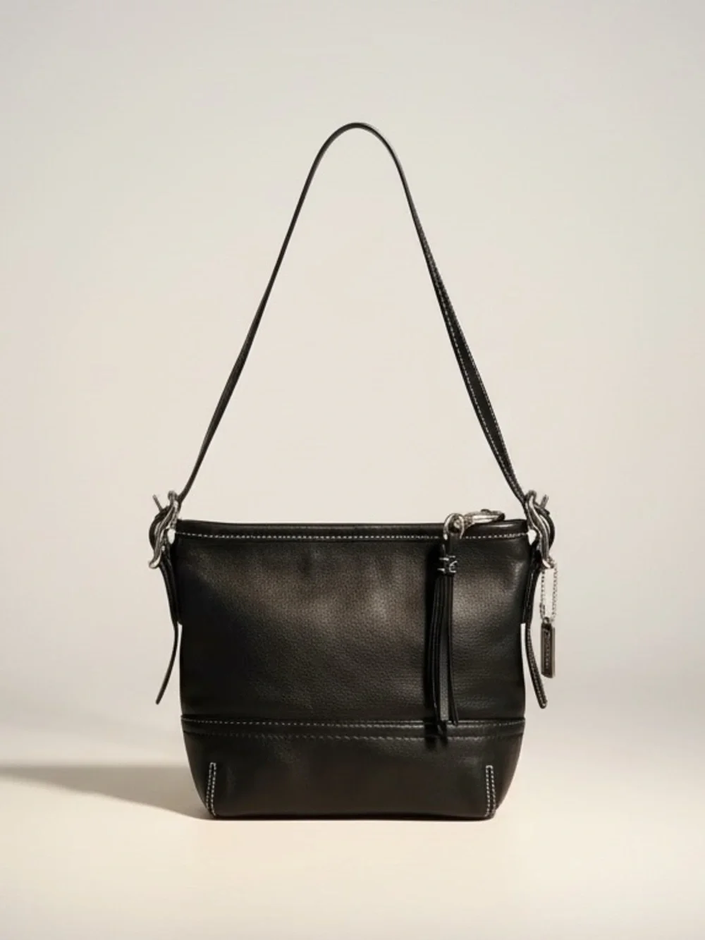 Vintage Coach Y2K Black Leather Mini Shoulder Bag Style 1507 - Picture 2 of 12